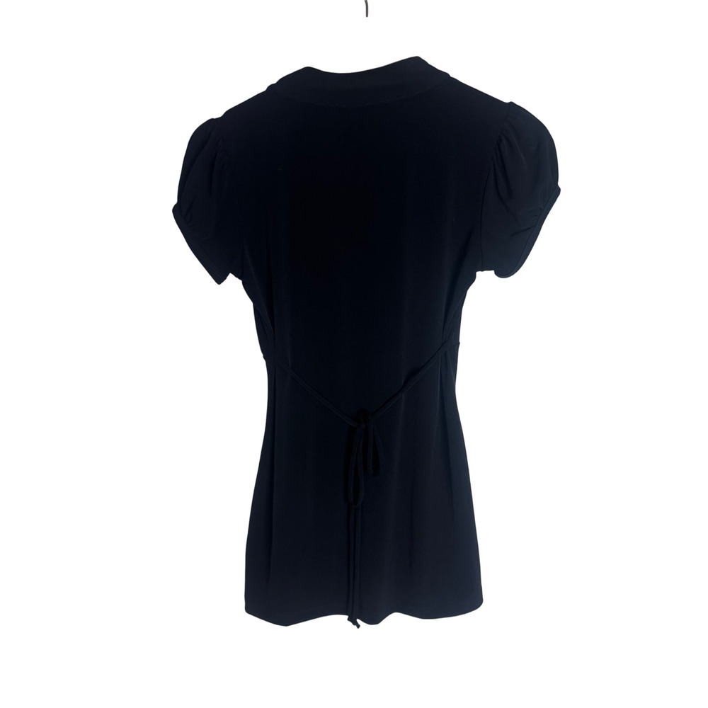 Heart Soul Women's Y2K Ruffle Trim Empire Waist Top Black Size M - Picture 7 of 8